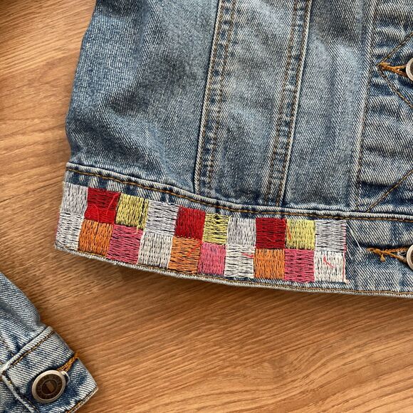 Vintage Rare Todd Oldham Jeans TO2 Blue Denim Embroidered Jacket Women's Size S - Picture 8 of 13